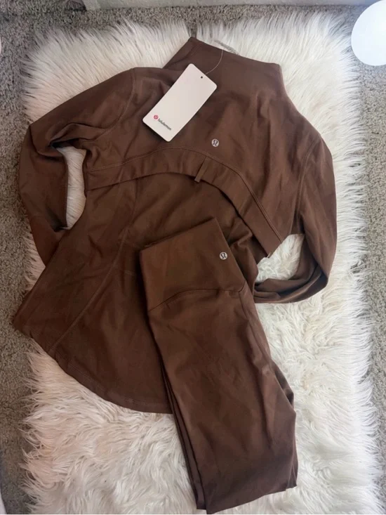 Lululemon Brown Athletic Jacket & Leggings Set - Picture 2 of 3